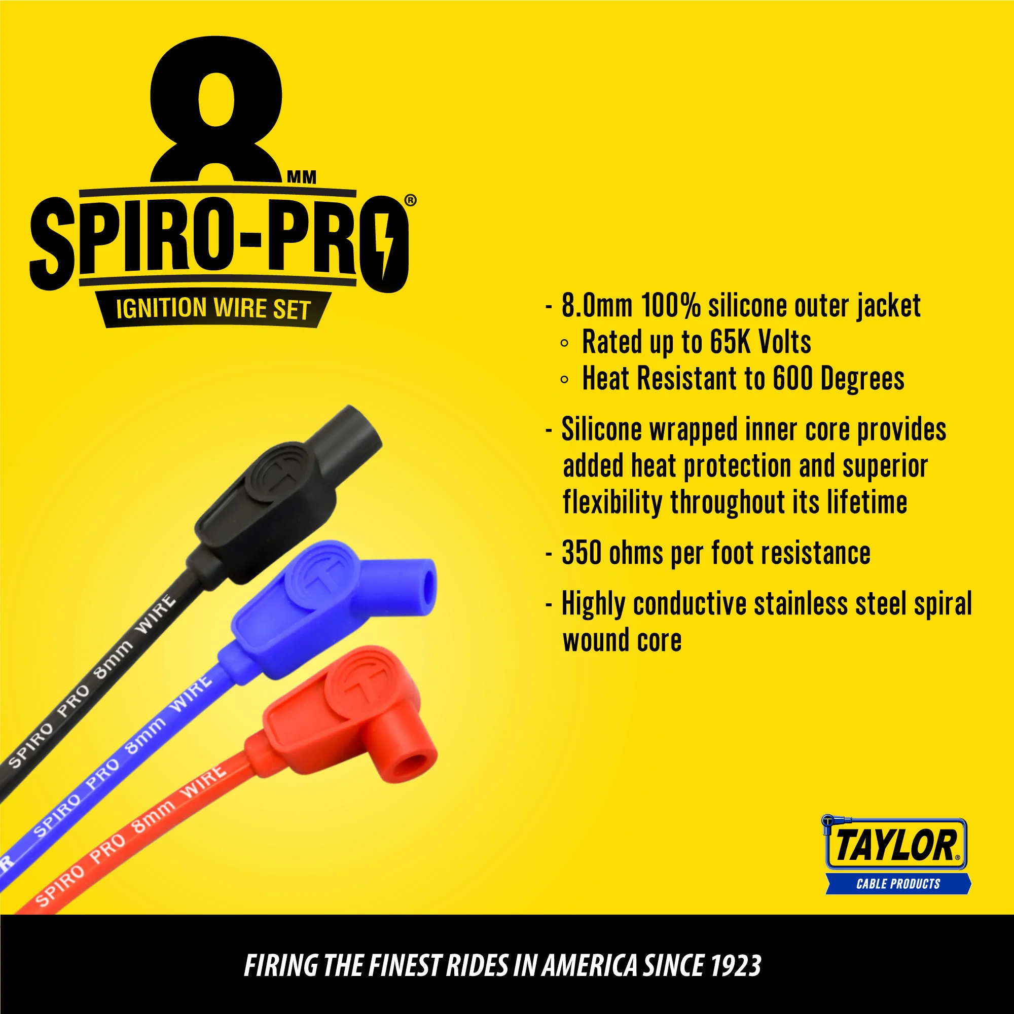 Taylor Cable 72034 8mm Spiro-Pro Custom Spark Plug Wires 8 cyl black - Image 5