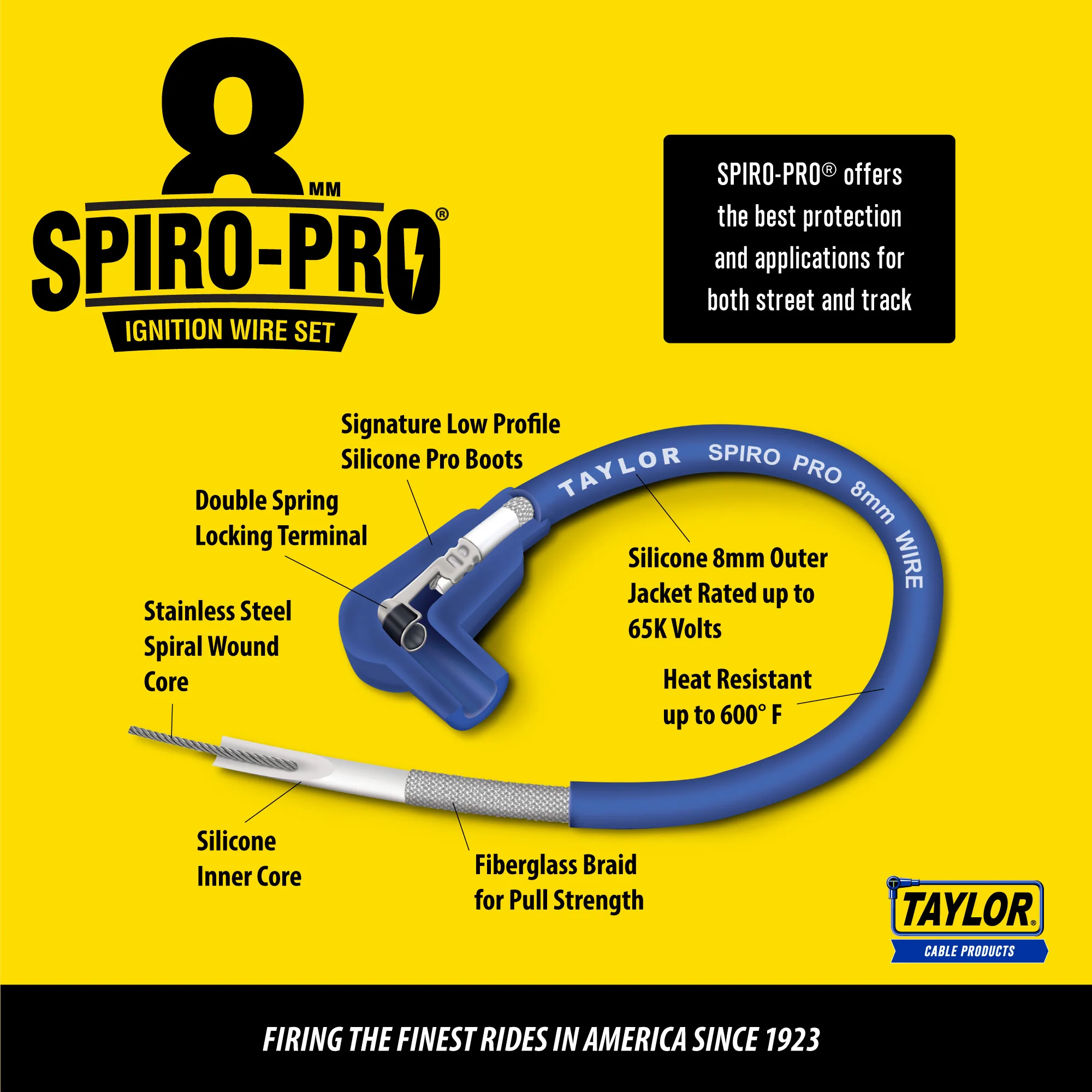 Taylor Cable 74017 8mm Spiro-Pro Custom Spark Plug Wires 8 cyl black - Image 6
